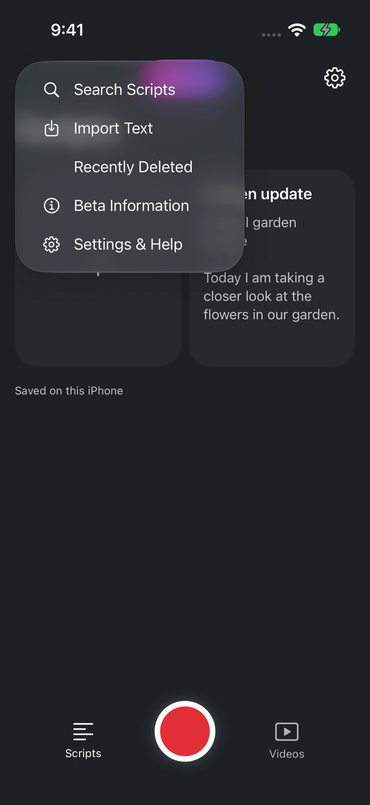 Open Edit, then choose Import Text to select a .txt file.
